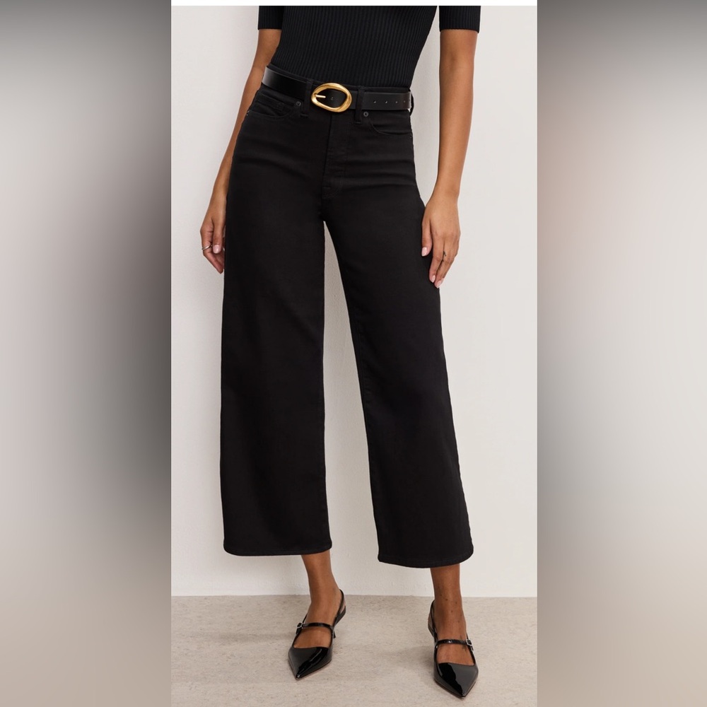 NWT Good American Black Palazzo Crop Pants